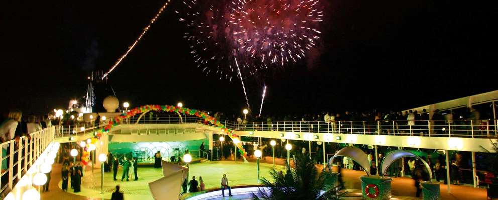 MSC Orchestra Pool by night